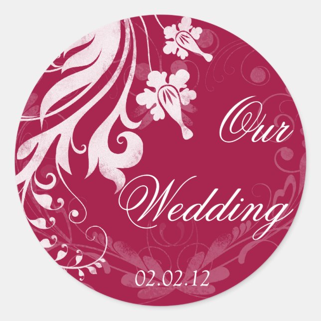 Umschlag Aufkleber für Hochzeiten in Rot und Weiß (Vorderseite)