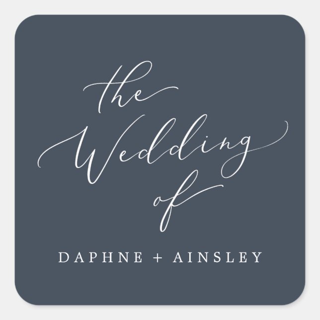 Umschlag Aufkleber für Hochzeiten in Woodland Navy (Vorderseite)