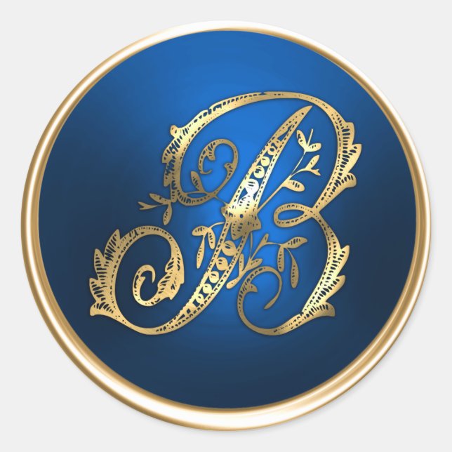 Umschlag Aufkleber mit Gold und Blue Monogram B (Vorderseite)