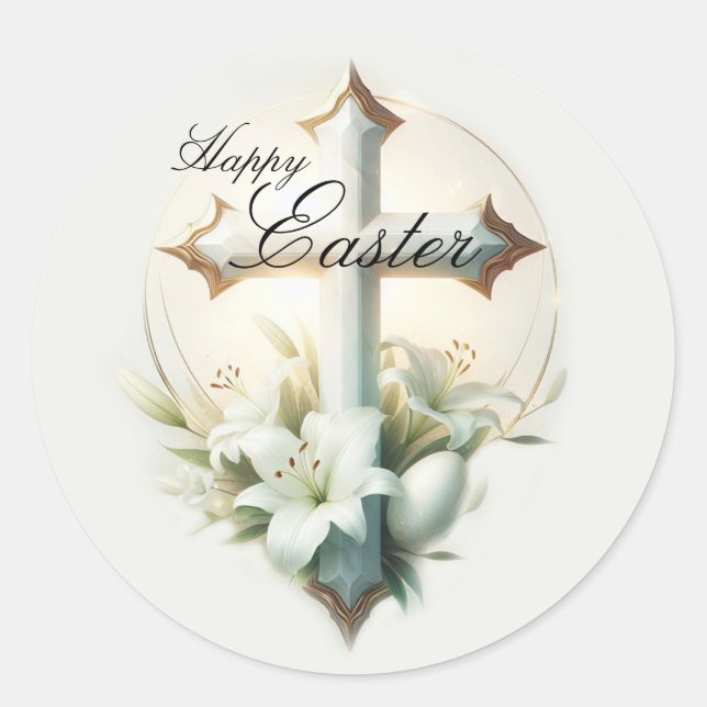 Umschlag Aufkleber Osterkreuz und Lilies (Vorderseite)