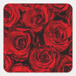 UMSCHLAG AUFKLEBER: ROTE ROSEN: ZOLL QUADRATISCHER AUFKLEBER