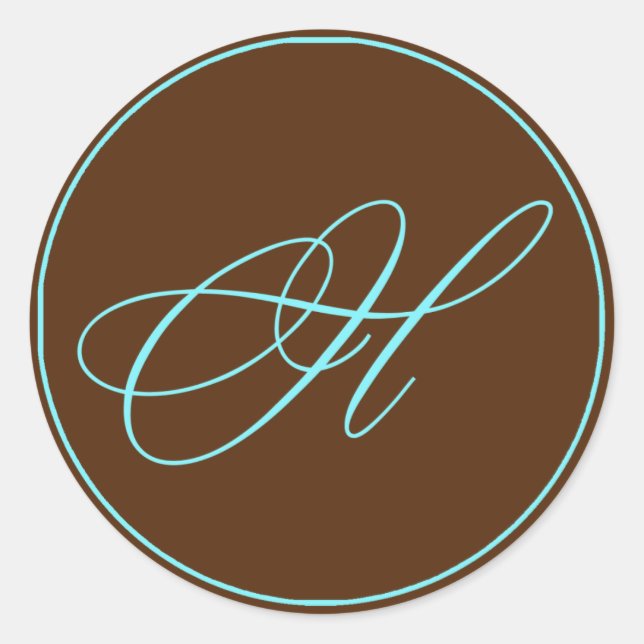 Umschlag Aufkleber-Schokolade und Blauer Monogramm Runder Aufkleber (Vorderseite)