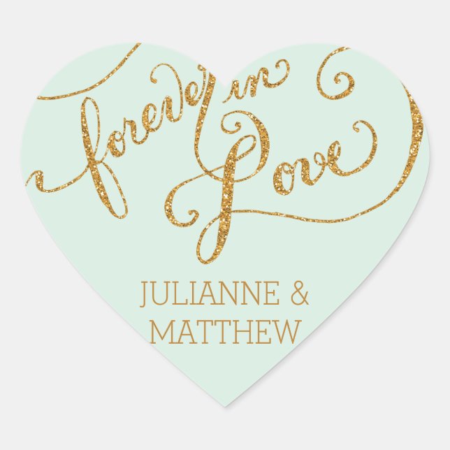 Umschlag Aufkleber Script Forever in Liebe Gold Gl (Vorderseite)