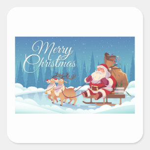 UMSCHLAG AUFKLEBER STICKER : CHRISTMAS SANTA & REI