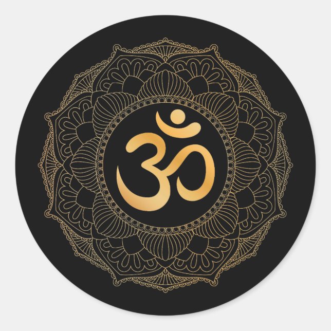 UMSCHLAG AUFKLEBER STICKER : GOLD MANDALA & OHM (Vorderseite)