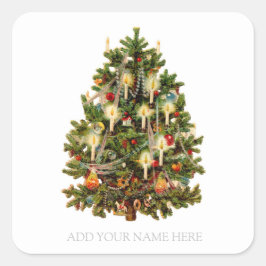 UMSCHLAG AUFKLEBER-STICKER MIT WEINCHRISTMAS BAUM QUADRATISCHER AUFKLEBER