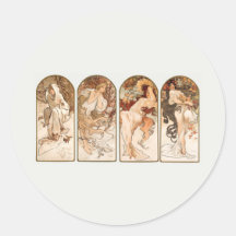 UMSCHLAG AUFKLEBER STICKER : MUCHA : DIE SAISONEN
