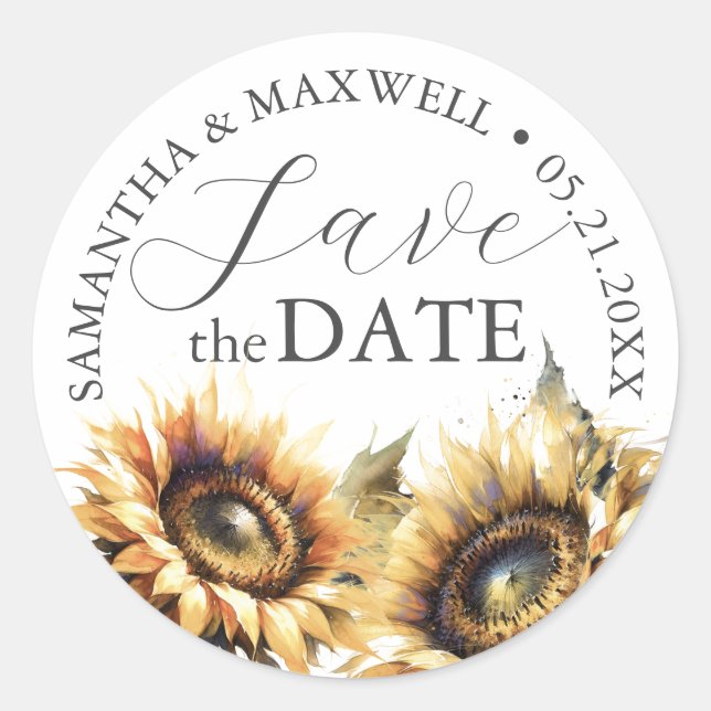 Umschlag Aufkleber Wedding Stickers Sonnenblumen (Vorderseite)