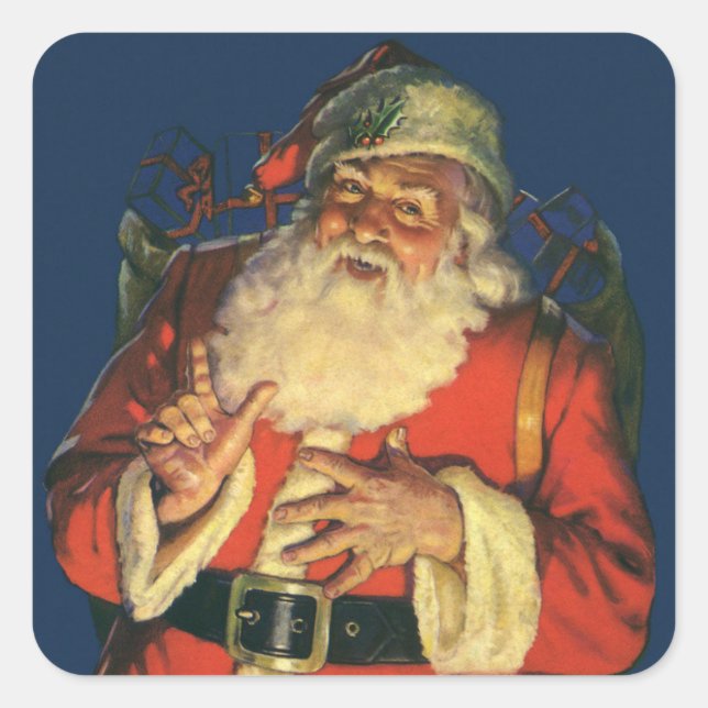 UMSCHLAG AUFKLEBER: WEINKRISTMAS : Weihnachtsmann Quadratischer Aufkleber (Vorderseite)