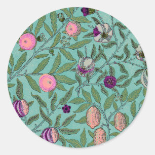 UMSCHLAG AUFKLEBER: WILLIAM MORRIS : POMEGRANATE RUNDER AUFKLEBER