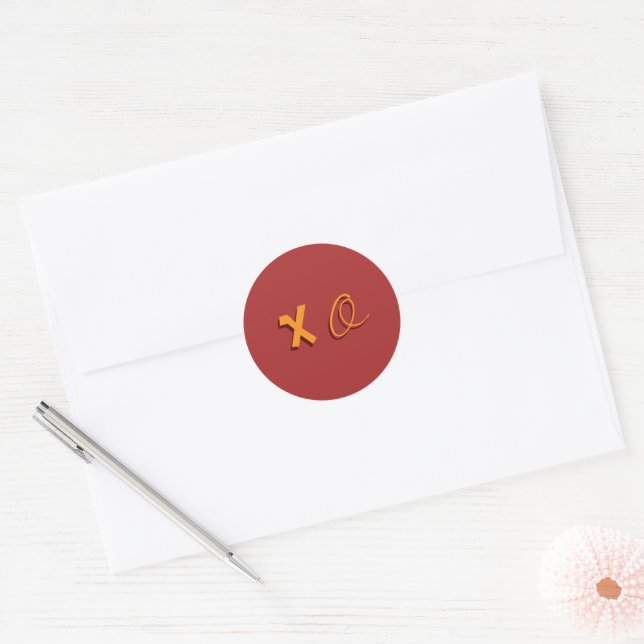 Umschlag Aufkleber "XO" mit festem Rot und Orange (Umschlag)