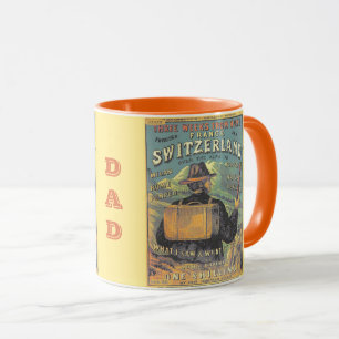 Umschlag eines alten Schweizer Alpen-Reiseführers Tasse