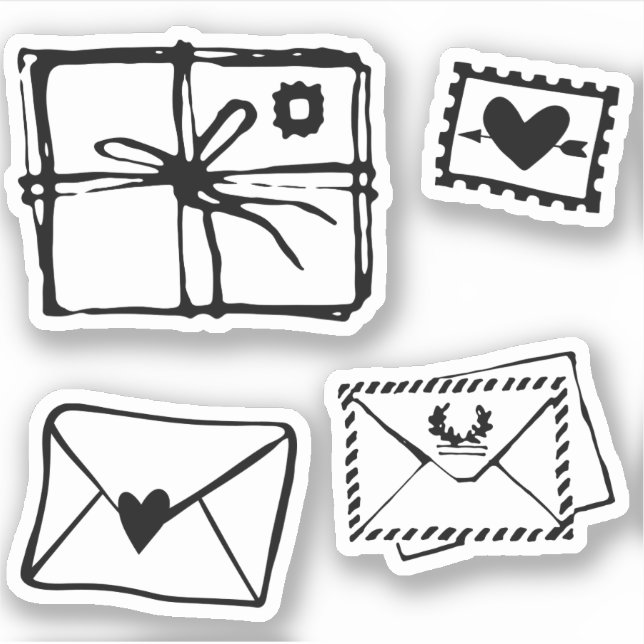 Umschlag Liebe Brief Herzstück Briefmarke wackeln  Aufkleber (Vorderseite)
