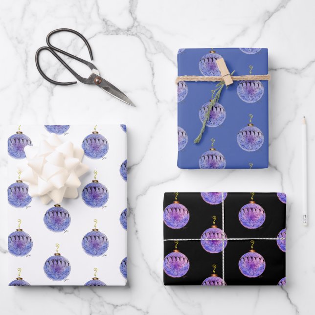 Umschlagpapier - antiker Baumschmuck Geschenkpapier Set (Vorderseite)