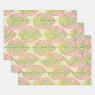 Umschlagpapier Flachblatt Set 3 - Fan Palm Leaf Geschenkpapier Set