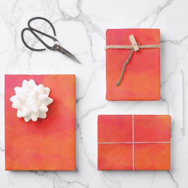 Umschlagpapier Flachblatt Set 3 in abstrakt roter  Geschenkpapier Set (Vorderseite)