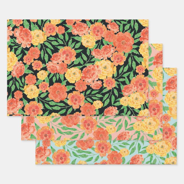 Umschlagpapier Flachblatt Set 3 - Marigold Geschenkpapier Set (Set)