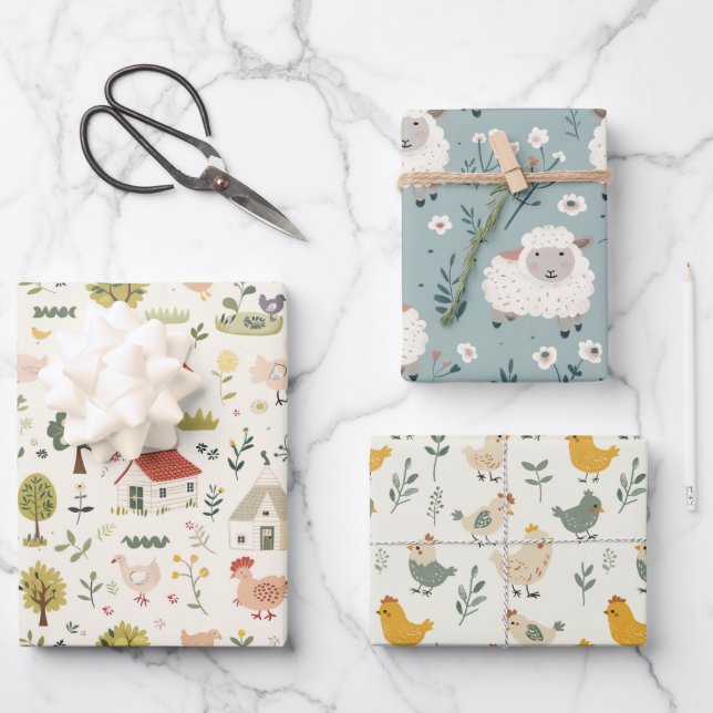 Umschlagpapier für landwirtschaftliche Niedliche T Geschenkpapier Set (Vorderseite)