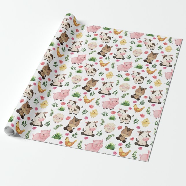Umschlagpapier für niedliche Landtiere Geschenkpapier (Ungerollt)