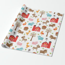Umschlagpapier für niedliche Stall- und Nutztiere Geschenkpapier