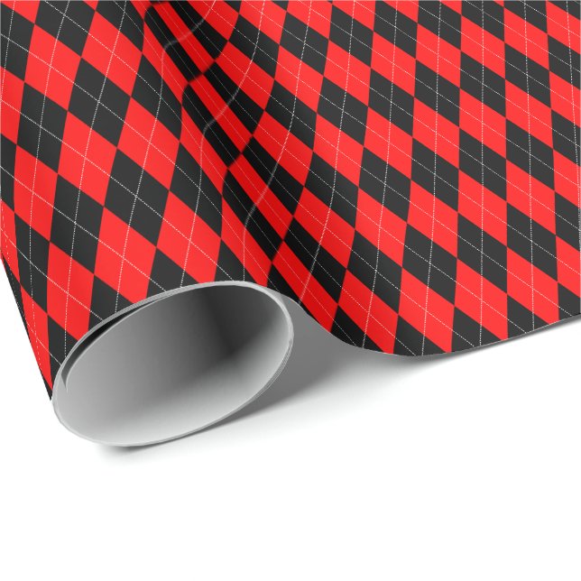 Umschlagpapier für rote und schwarze Raute Geschenkpapier (Rolleneckpunkt)