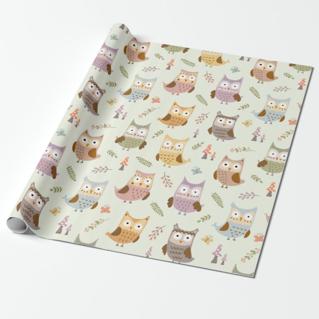 Umschlagpapier - Happy Owls (leicht) Geschenkpapier (Ungerollt)