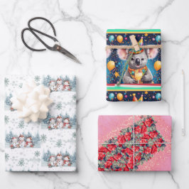 Umschlagpapier in einem Set mit drei Blättern Geschenkpapier Set