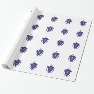 Umschlagpapier mit der Flagge von Massachusetts Geschenkpapier
