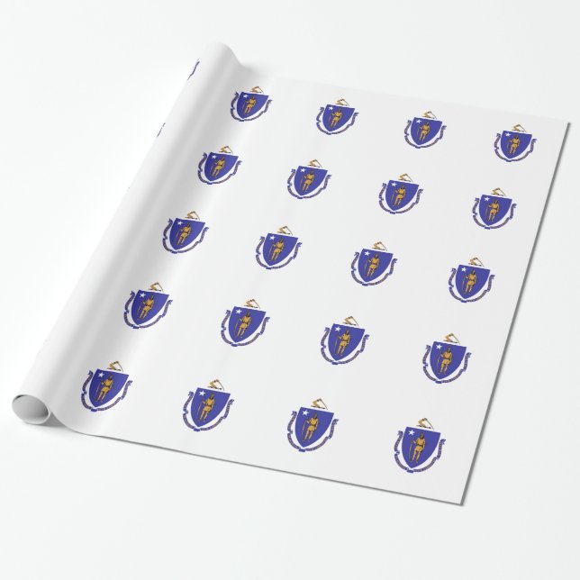 Umschlagpapier mit der Flagge von Massachusetts Geschenkpapier (Ungerollt)