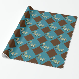 Umschlagpapier Orchid Blume Blau-Braungarlequin Geschenkpapier