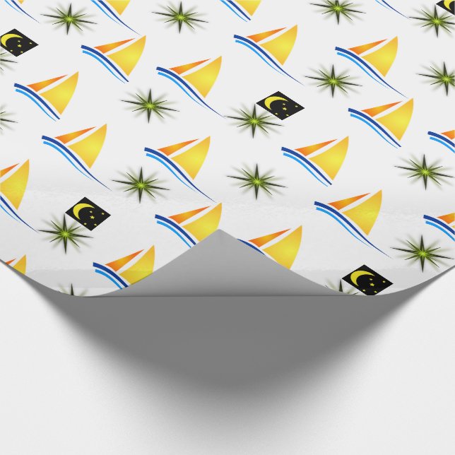 Umschlagpapier Sailboote Geschenkpapier (Ecke)
