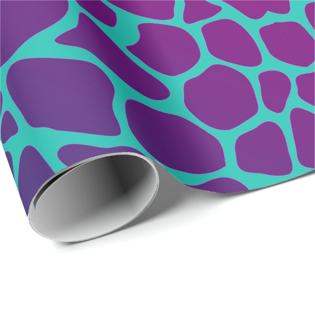 Umschlagpapier - Tierische Druckgiraffe Rosa/Blau Geschenkpapier (Rolleneckpunkt)
