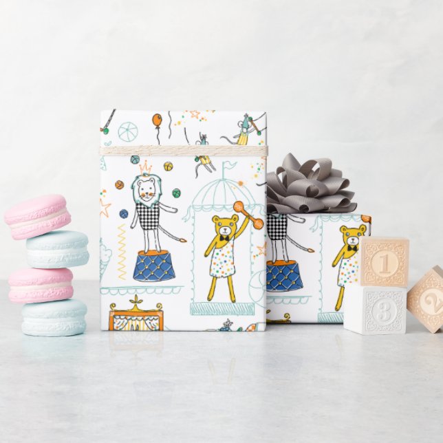 Umschlagpapier von Circus Animal Performers Geschenkpapier (Babyparty)