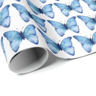 Umschlagpapier - Wasserfarbenblauer Schmetterling Geschenkpapier
