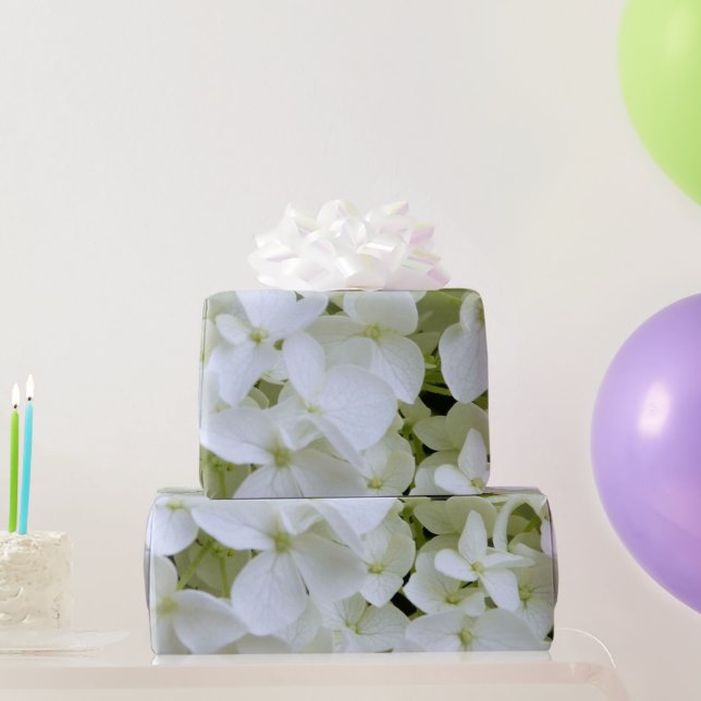 Umschlagpapier - Weißes Hydrangea Geschenkpapier (Partygeschenke)