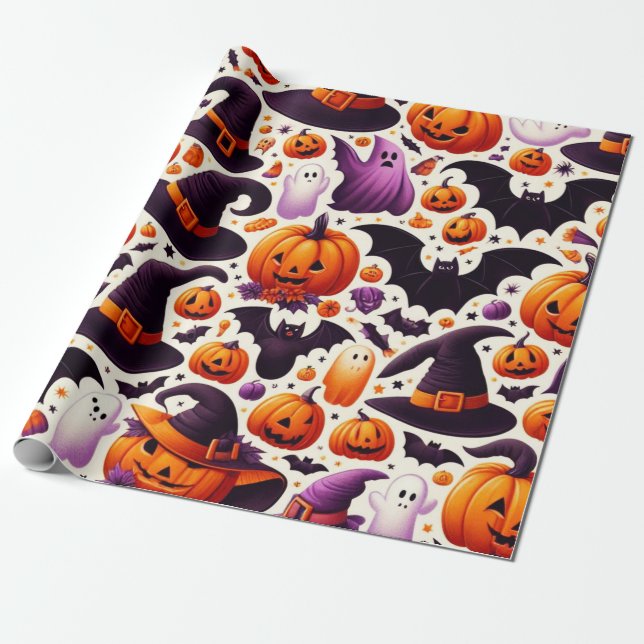 Umschlagpapier zu Halloween Geschenkpapier (Ungerollt)