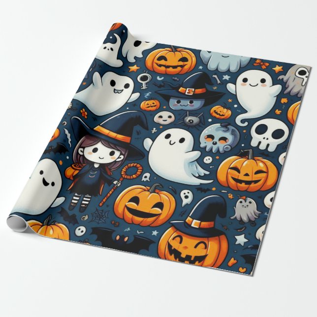 Umschlagpapier zu Halloween Geschenkpapier (Ungerollt)