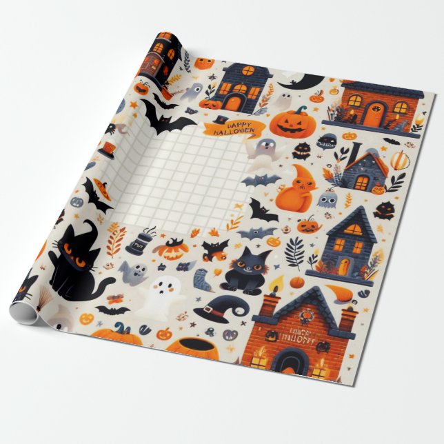 Umschlagpapier zu Halloween Geschenkpapier (Ungerollt)