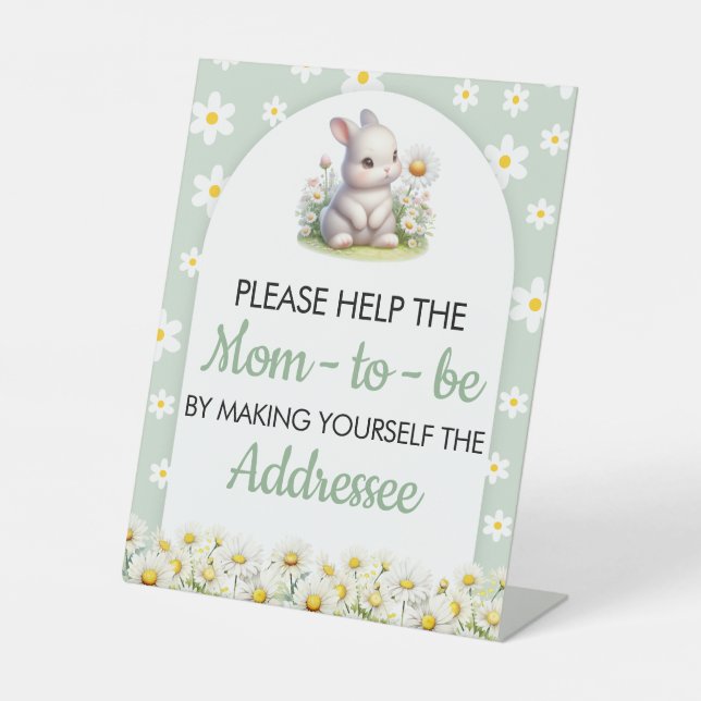 Umschlagstation Sign Bunny Baby Shower Sockelschild (Vorderseite)