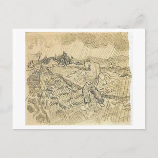 Umschließender Feldsäwer in Regen, Vincent van Gog Postkarte