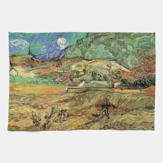 Umschließendes Weizenfeld w Bauernhof von Vincent  Geschirrtuch (Horizontal)