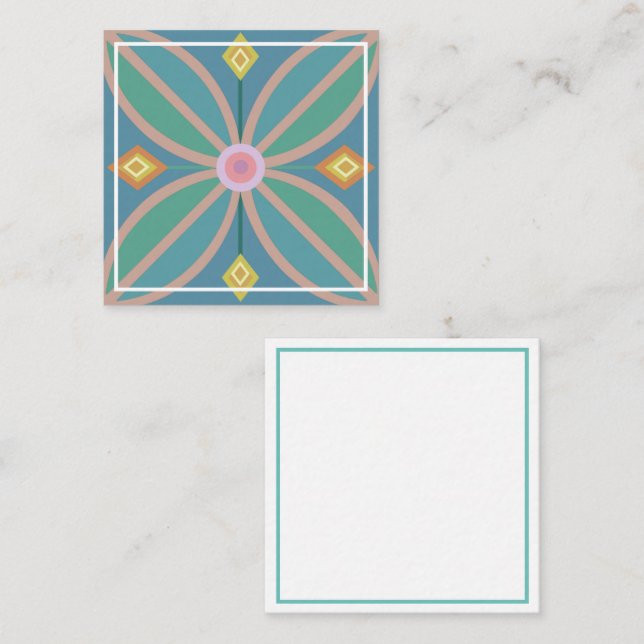 Umschließkarte mit abstrakter Blumenform Begleitkarte (Vorne/Hinten)