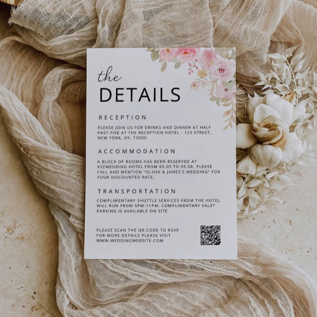 Umschließungskarte für die Hochzeitssammlung - Det Einladung (Wedding Rose Collection Enclosure Card-The Details Invitation)