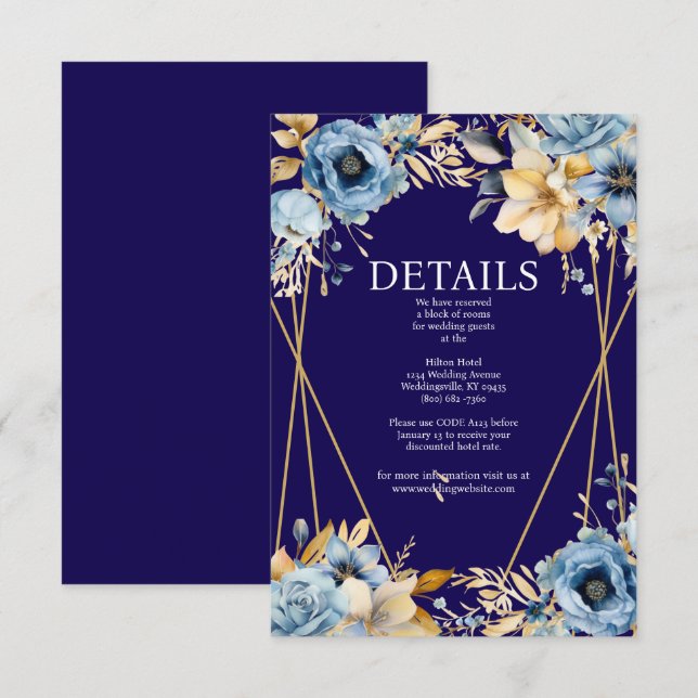 Umschließungskarte für Navy Blue und Gold Begleitkarte (Vorne/Hinten)