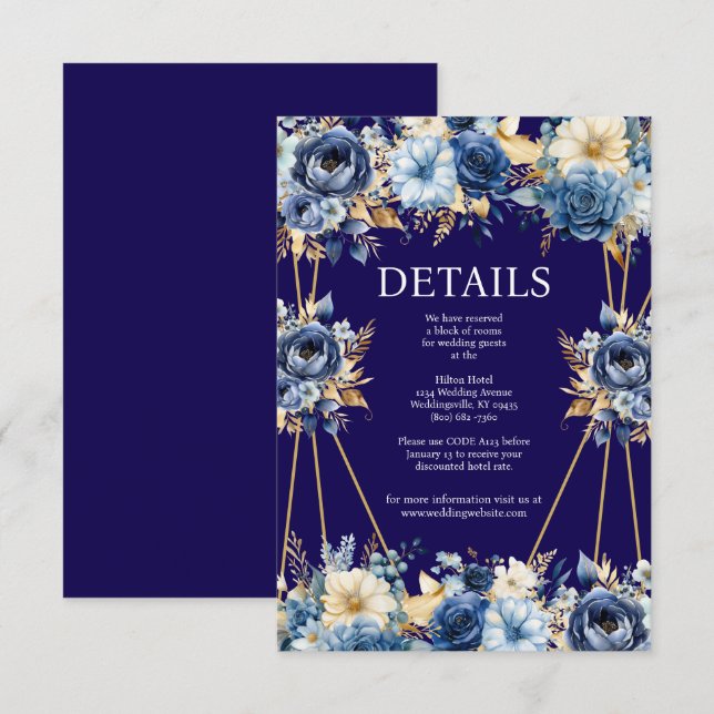 Umschließungskarte für Navy Blue und Gold Begleitkarte (Vorne/Hinten)