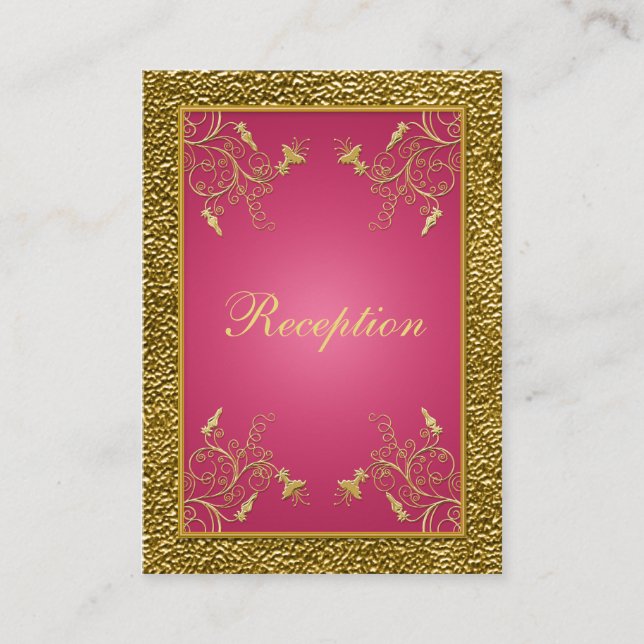 Umschließungskarte für rosa und goldfarbene Empfan Begleitkarte (Vorderseite)