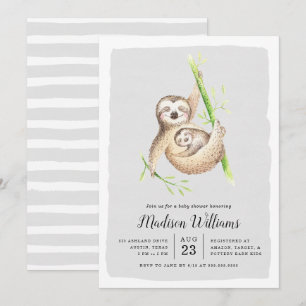 Umschweifen Sloth Baby Shower Einladungen