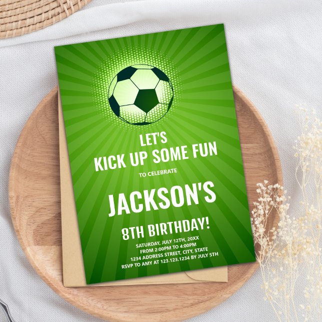 Umsetzbare Boys Sportkarte mit Ball & Field Party  Einladung (Soccer Birthday Invitations)
