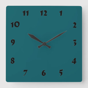 Umstellbare, nummerierte, dunkle Aquamarine Uhr