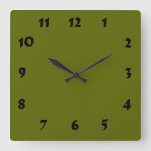Umstellbare nummerierte Olive Green Clock Quadratische Wanduhr